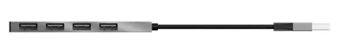 USB elosztó-HUB, 4 port, USB 2.0, TRUST "Halyx", ezüst