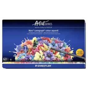   Akvarell színes ceruza készlet, hatszögletű, fémdobozos, STAEDTLER "Mars® Lumograph® 104", 60 különböző szín