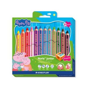   Színes ceruza készlet, hatszögletű, jumbo, STAEDTLER „Noris® junior 140", Peppa malac, 12 szín