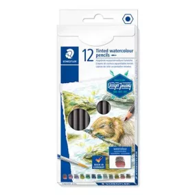   Színezett akvarell ceruza készlet, hatszögletű, STAEDTLER® "tinted 146 10T", 12 különböző szín