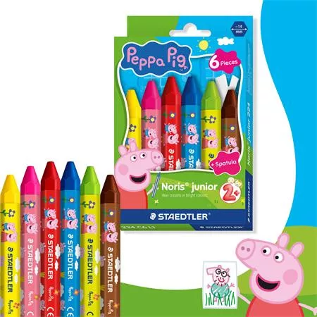 Zsírkréta, hatszögletű, jumbo, STAEDTLER „Noris® junior 224”, Peppa malac, 6 szín