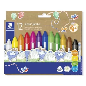   Zsírkréta, vastag, háromszögletű, STAEDTLER "Noris® jumbo 228 14", 12 különböző szín