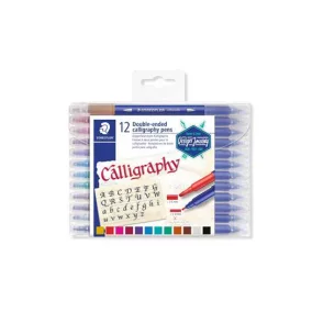   Kalligrafikus marker készlet, 2,0/3,5 mm, kétvégű, STAEDTLER "3005", 12 szín