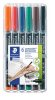 Alkoholos marker készlet, OHP, 0,6 mm, STAEDTLER "Lumocolor® 318 F", 6 különböző szín