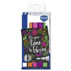   Krétamarker készlet, 2,4 mm, kúpos, STAEDTLER "Lumocolor® chalk marker 344", 5 különböző szín