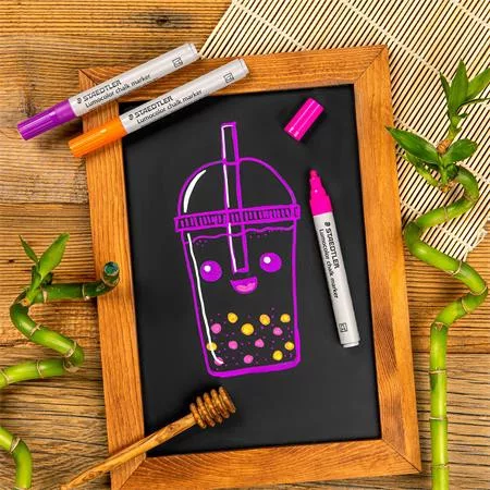 Krétamarker készlet, 2,4 mm, kúpos, STAEDTLER "Lumocolor® chalk marker 344", 5 különböző szín