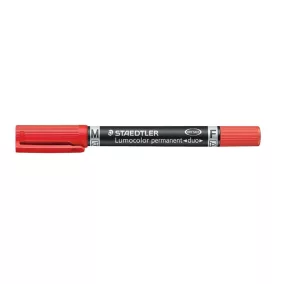   Alkoholos marker, 0,6/1,5 mm, kúpos, kétvégű, STAEDTLER "Lumocolor® duo 348", piros