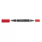   Alkoholos marker, 0,6/1,5 mm, kúpos, kétvégű, STAEDTLER "Lumocolor® duo 348", piros
