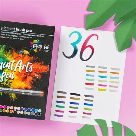 Ecsetirón készlet, STAEDTLER "Pigment brush 371", 36 különböző szín