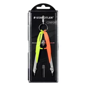   Körző készlet, precíziós, 2 darabos, STAEDTLER "Mars Comfort 556", neon sárga/narancs