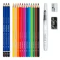   Akvarell ceruza készlet, ecsettel, radírral, hegyezővel, grafitceruzával, STAEDTLER® "146 10C", 12 különböző szín