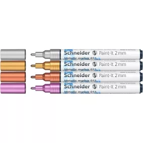   Akrilmarker készlet, 2 mm, SCHNEIDER "Paint-It 011", 4 különböző metálszín