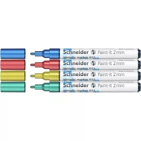   Akrilmarker készlet, 2 mm, SCHNEIDER "Paint-It 011", 4 különböző metálszín
