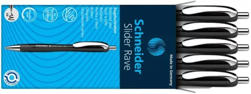 Golyóstoll, 0,7 mm, nyomógombos, SCHNEIDER "Slider Rave XB", fekete, kék