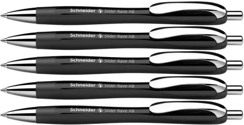 Golyóstoll, 0,7 mm, nyomógombos, SCHNEIDER "Slider Rave XB", fekete, kék