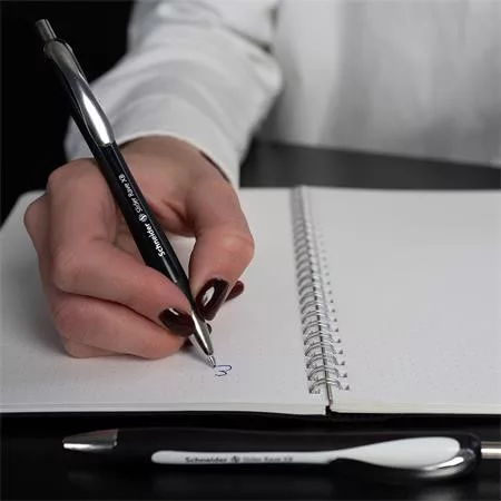 Golyóstoll, 0,7 mm, nyomógombos, SCHNEIDER "Slider Rave XB", fekete, kék