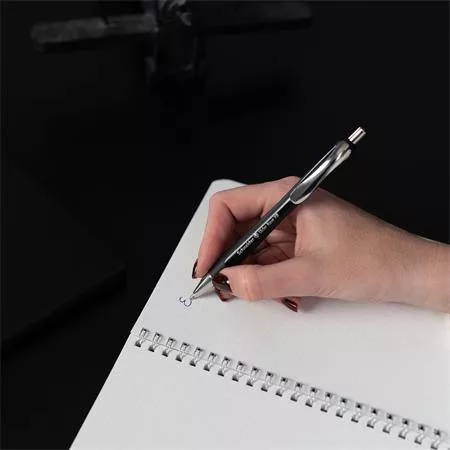 Golyóstoll, 0,7 mm, nyomógombos, SCHNEIDER "Slider Rave XB", fekete, kék