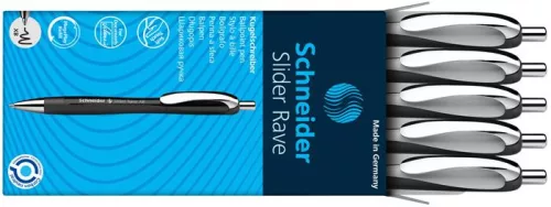 Golyóstoll, 0,7 mm, nyomógombos, SCHNEIDER "Slider Rave XB", fekete-fehér, kék