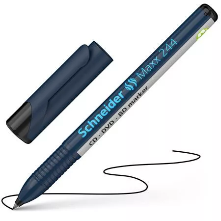 Alkoholos marker, CD/DVD, 0,7 mm, SCHNEIDER "Maxx 244", fekete