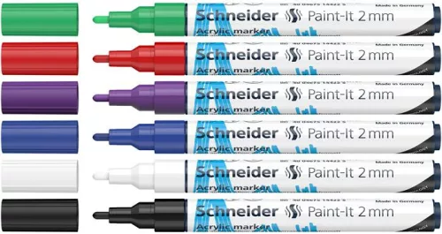Dekormarker készlet, akril, 2 mm, SCHNEIDER "Paint-It 310", 6 különböző szín