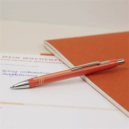 Golyóstoll, 0,7 mm, nyomógombos, narancs tolltest, SCHNEIDER "Epsilon XB", kék