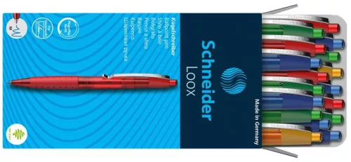 Golyóstoll, 0,5 mm, nyomógombos, SCHNEIDER "Loox", kék