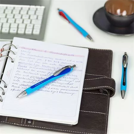 Golyóstoll, 0,7 mm, nyomógombos, SCHNEIDER "Slider Rave XB", kék