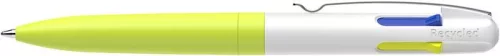 Golyóstoll, 0,5 mm, nyomógombos, négyszínű, SCHNEIDER "Take 4 Neon", sárga-fehér