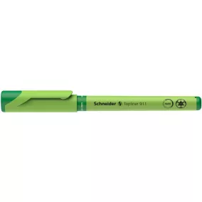   Tűfilc, 0,4 mm, cserélhető betétes, újrahasznosított tolltest, SCHNEIDER "Topliner 911", zöld