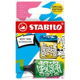   Szövegkiemelő készlet, 2-5 mm, STABILO, "Boss Mini Snooze One", 3 különböző szín