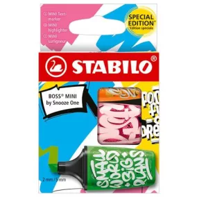   Szövegkiemelő készlet, 2-5 mm, STABILO, "Boss Mini Snooze One", 3 különböző szín