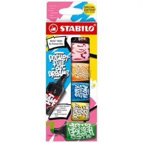   Szövegkiemelő, készlet, 2-5 mm, STABILO, "Boss Mini Snooze One", 6 különböző szín