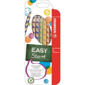   Színes ceruza készlet, háromszögletű, balkezes, STABILO "EasyColours", 6 különböző szín