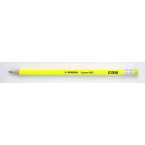   Grafitceruza radírral, HB, hatszögletű, STABILO "Swano Neon", sárga