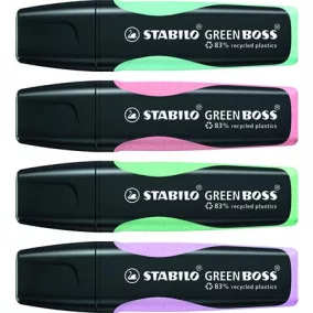   Szövegkiemelő készlet, 2-5 mm, STABILO "Green Boss Pastel", 4 különböző szín
