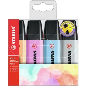   Szövegkiemelő készlet, 2-5 mm, STABILO "BOSS original Pastel", 4 különböző szín