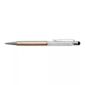   Golyóstoll, arany, felül fehér SWAROVSKI® kristállyal töltve, érintővel, 14 cm, ART CRYSTELLA®
