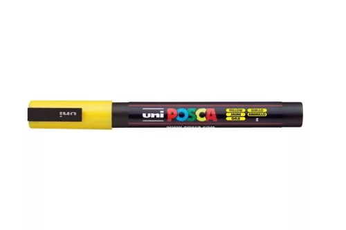 Dekormarker, 0,9-1,3 mm, UNI "Posca PC-3M", sárga
