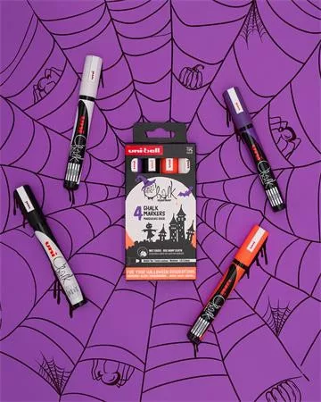 Krétamarker készlet, 1,8-2,5 mm, UNI "PWE-5M","Halloween", 4 különböző szín