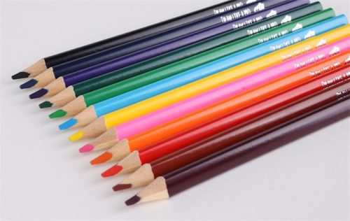 Színes ceruza készlet, háromszögletű, vastag, COOL BY VICTORIA, 12 különböző szín