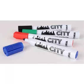   Táblamarker készlet, 1-3 mm, kúpos, VICTORIA VISUAL "City", 4 különböző szín