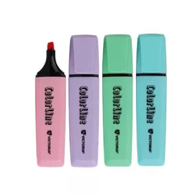   Szövegkiemelő készlet, 1-5 mm, VICTORIA OFFICE, "ColorLine", 4 különböző pasztell szín