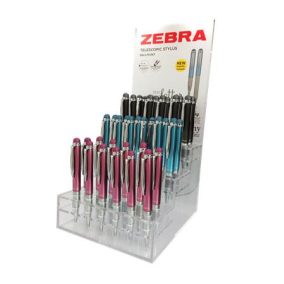   Golyóstoll display, 0,24 mm, teleszkópos, rozsdamentes acél, ZEBRA "Telescopic Metal Stylus", kék