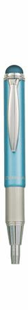 Golyóstoll, 0,24 mm, teleszkópos, rozsdamentes acél, világoskék tolltest, ZEBRA "Telescopic Metal Stylus", kék