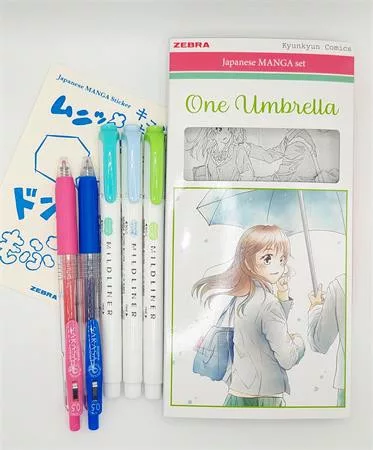 Írószer készlet, ZEBRA "Manga Set, One Umbrella", 5 darabos