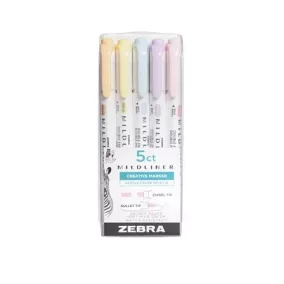   Szövegkiemelő készlet, 1,4/4 mm, kétvégű, ZEBRA "Mildliner Highlighter Gentle", 5 különböző szín