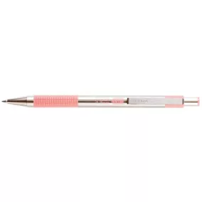   Golyóstoll, 0,24 mm, nyomógombos, rozsdamentes acél, pasztell rózsaszín tolltest, ZEBRA "F-301", kék