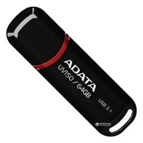   Pendrive, 64GB, USB 3.2 Gen1, ADATA "UV150", fekete