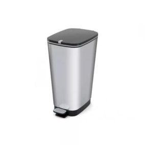   Pedálos szemetes, fémhatású, 45 l, CURVER "Chic", ezüst