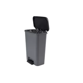   Pedálos szemetes, téglalap alakú, 50 l, CURVER "Compatta", sötétszürke